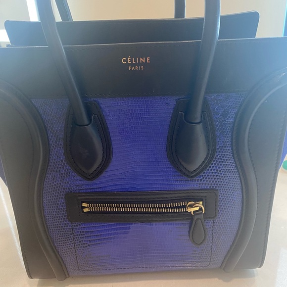 Celine Luggage Micro Blue Indigo Lizard - Picture 10 of 11